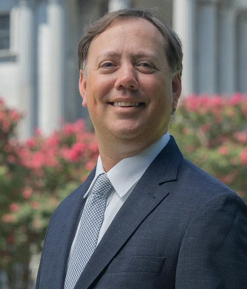 James E. Brogdon III, founder of Brogdon Law Group, outdoors in Marion, South Carolina